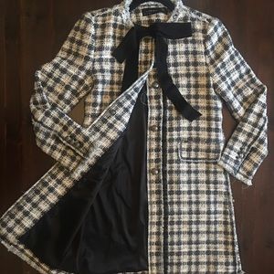 Zara Plaid Tweed A-line Coat